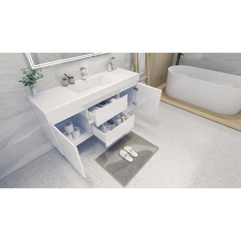 Latitude Run® Carny 60" WallMounted Single Bathroom Vanity Set & Reviews Wayfair